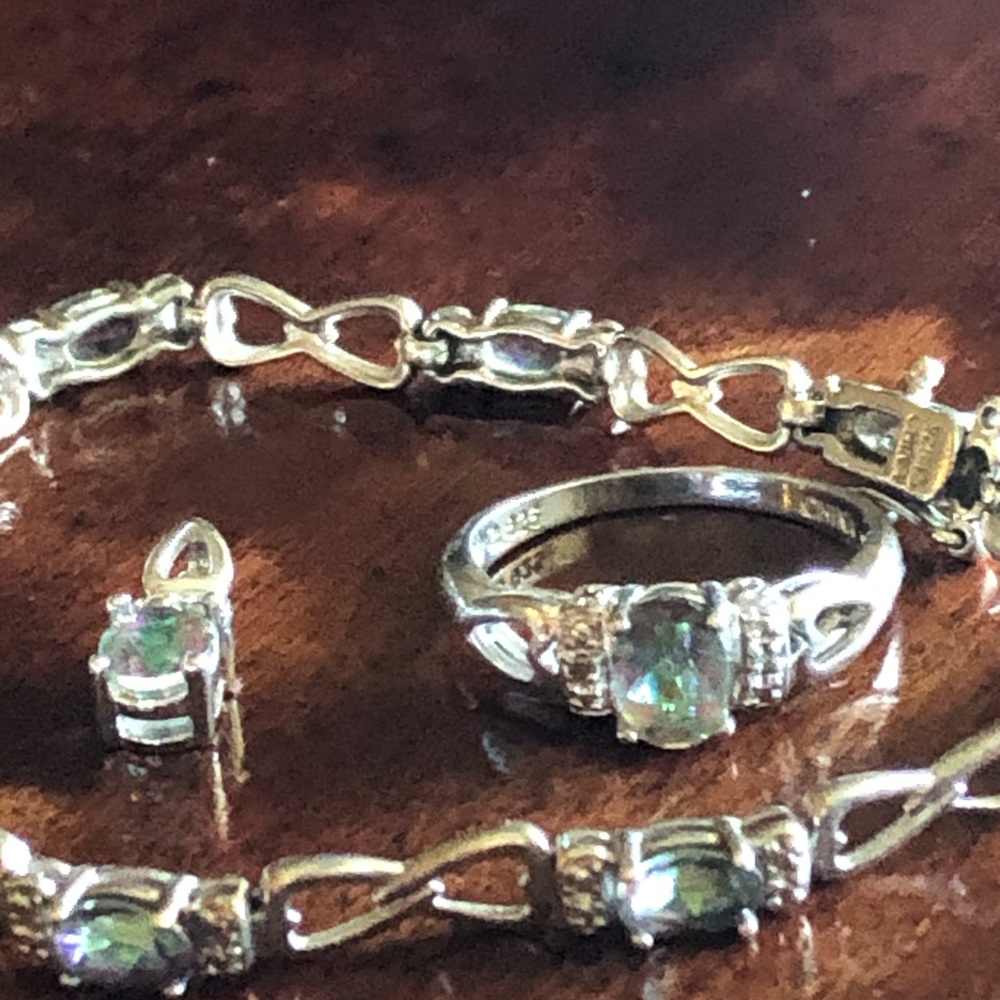 Sterling & Tourmaline with Hearts Set